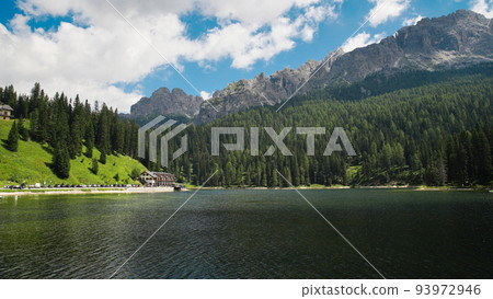 Lake in Dolomite Alps in Italy 93972946