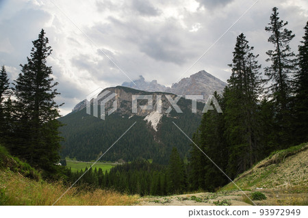 Valley in Dolomite Alps at sunset in Italy Valley in Dolomite Alps at sunset in Italy 93972949