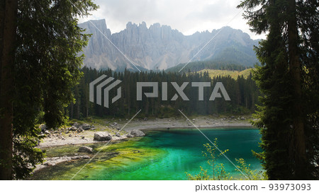 Lake of Carezza in the Dolomite Alps in Italy Lake of Carezza in the Dolomite Alps in Italy 93973093