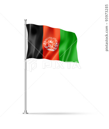 Afghan flag isolated on white 93973285