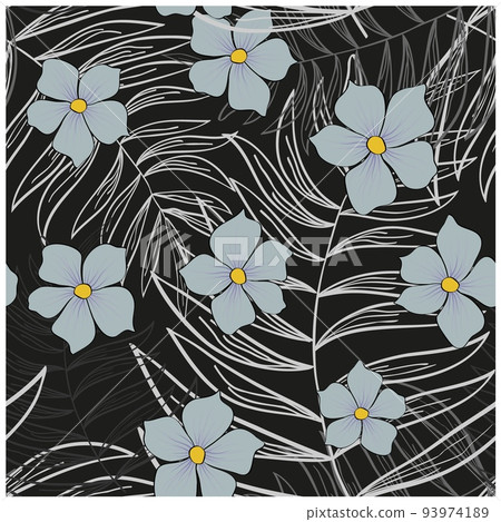 Beautiful paper art seamless pattern with flowers. Summer vector illustration. Spring floral vector Beautiful paper art seamless pattern with flowers. Summer vector illustration. Spring floral vector 93974189