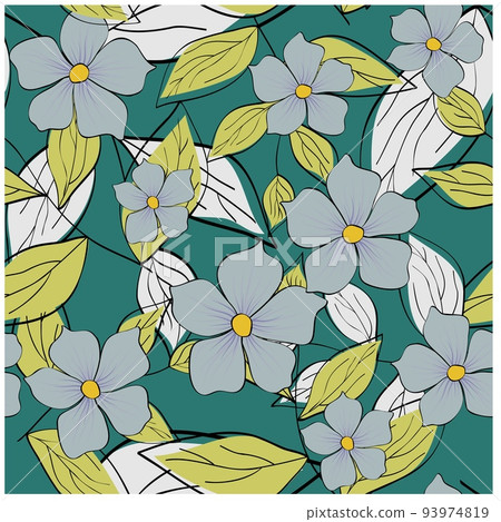 Beautiful paper art seamless pattern with flowers. Summer vector illustration. Spring floral vector Beautiful paper art seamless pattern with flowers. Summer vector illustration. Spring floral vector 93974819