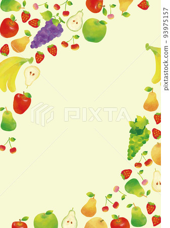 Watercolor style fruit frame (corner) vertical 93975157