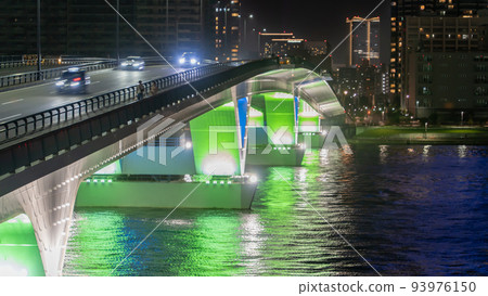 夜景東京海濱豐洲大橋 93976150