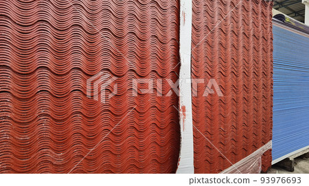 close up of stack red roof tiles close up of stack red roof tiles 93976693