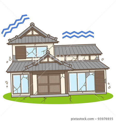 House earthquake house Japanese house illustration House earthquake house Japanese house illustration 93976935