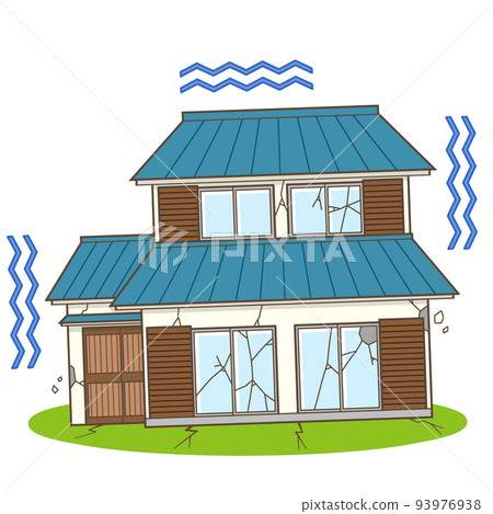 House earthquake house Japanese house illustration House earthquake house Japanese house illustration 93976938