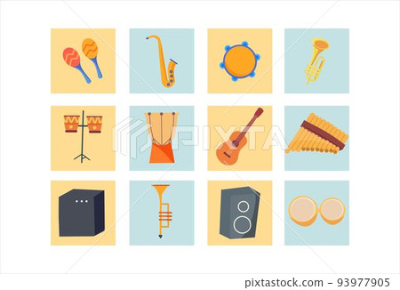 Collection of Instrument Musician Illustrations Collection of Instrument Musician Illustrations 93977905