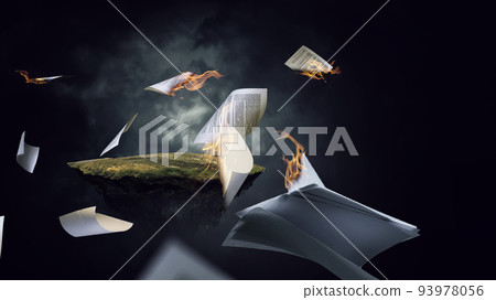 Documents in fire . Mixed media Documents in fire . Mixed media 93978056