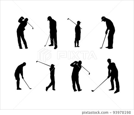 Collection of People Pose Playing Golf Silhouette Collection of People Pose Playing Golf Silhouette 93978198