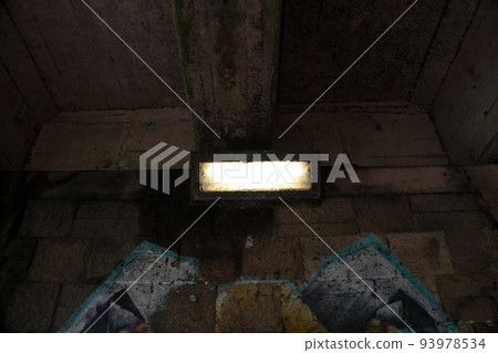 Lamp Under a Railway Bridge with Graffiti Lamp Under a Railway Bridge with Graffiti 93978534