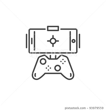 Smartphone with Game Controller vector concept linear icon 93979559