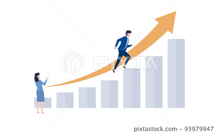 一位日本商人在成長的階梯上奔跑！插圖素材 93979947
