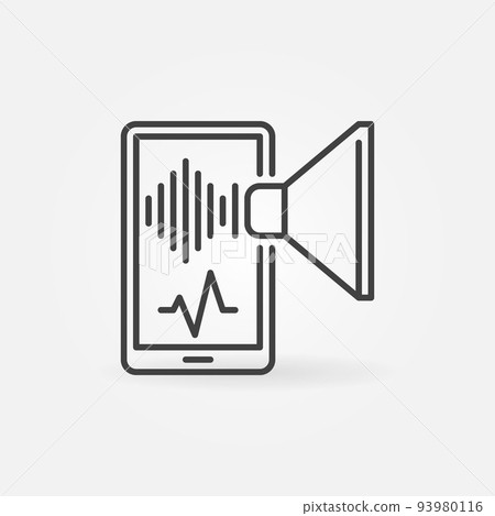 Smartphone with Sound wave and Speaker vector line icon Smartphone with Sound wave and Speaker vector line icon 93980116