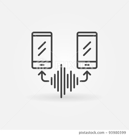 Smartphones with Sound wave vector thin line concept icon 93980399