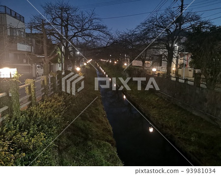 Night scenery of the Mama River flowing through Ichikawa City Night scenery of the Mama River flowing through Ichikawa City 93981034