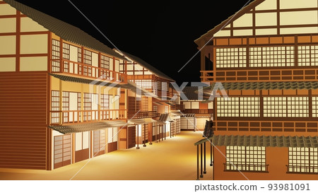 老街景，溫泉旅館，3D 93981091