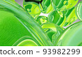 Green water drops. Abstract water with bubbles. 3D illustration 93982299