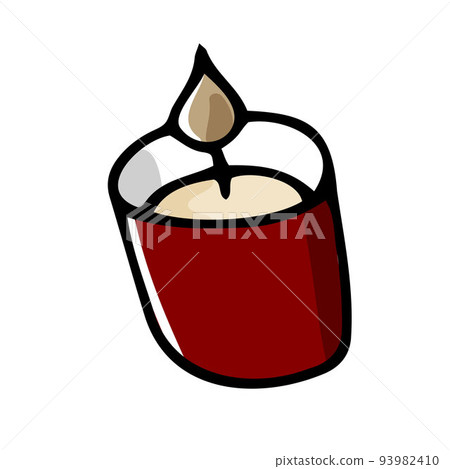 Cute doodle hygge candle in red glass 93982410