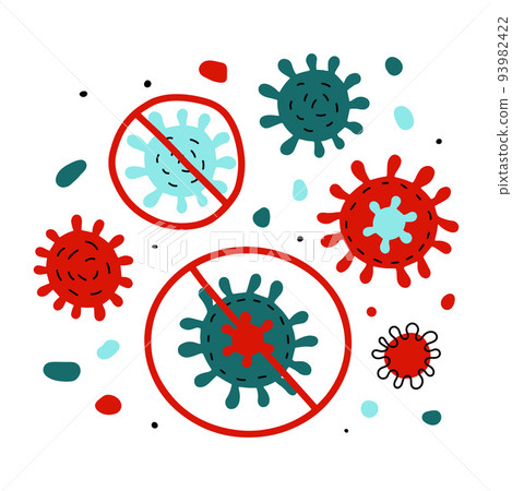 Doodle coronavirus sign set 93982422