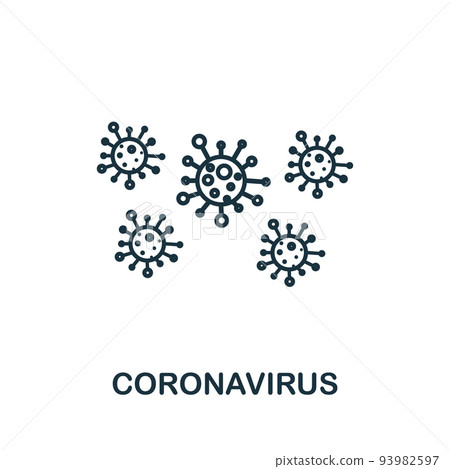 Coronavirus icon. Simple element from new normality collection. Filled monochrome Coronavirus icon for templates, infographics and banners 93982597