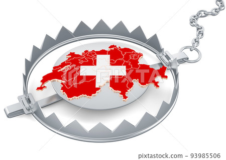 Switzerland inside bear trap, 3D rendering 93985506