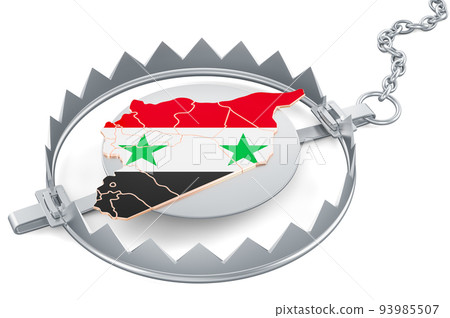 Syria inside bear trap, 3D rendering 93985507