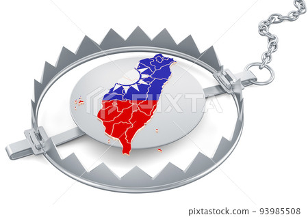 Taiwan inside bear trap, 3D rendering 93985508