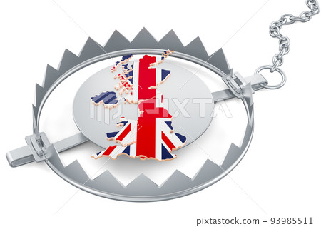 The Great Britain inside bear trap, 3D rendering The Great Britain inside bear trap, 3D rendering 93985511