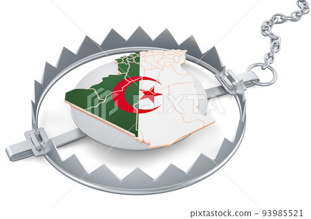 Algeria inside bear trap, 3D rendering Algeria inside bear trap, 3D rendering 93985521