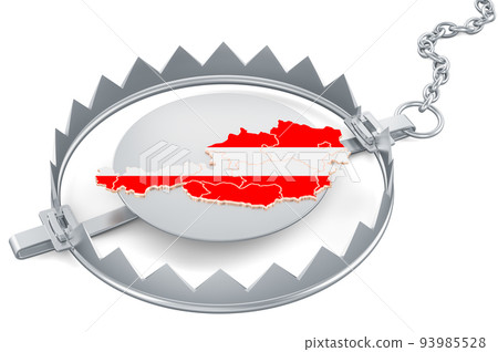 Austria inside bear trap, 3D rendering Austria inside bear trap, 3D rendering 93985528