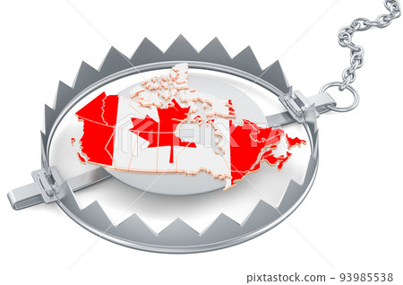 Canada inside bear trap, 3D rendering 93985538