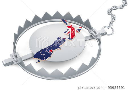 New Zealand inside bear trap, 3D rendering 93985591