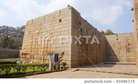 Imposing entrance gate of Chitradurga fort in Beige Color, Chitradurg, Karnataka, India. Imposing entrance gate of Chitradurga fort in Beige Color, Chitradurg, Karnataka, India. 93986173