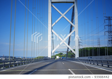 Driving on the Kanmon Bridge Driving on the Kanmon Bridge 93986442