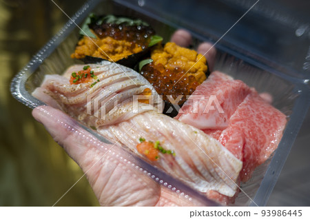 Sushi at Karato Market in Shimonoseki City, Yamaguchi Prefecture 93986445