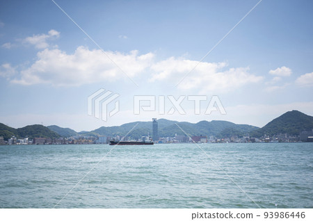 Moji Port and Kanmon Strait seen from Shimonoseki Moji Port and Kanmon Strait seen from Shimonoseki 93986446