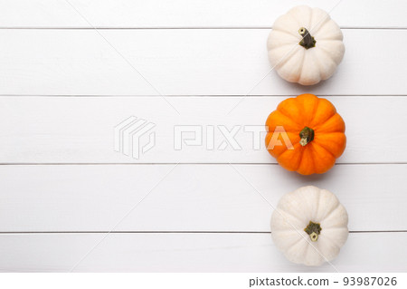 White and orange decorative pumpkins White and orange decorative pumpkins 93987026