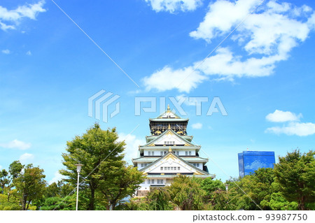 大阪市，大阪城及其周邊的風景 93987750