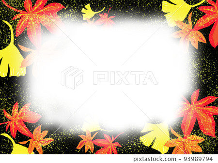 楓樹和銀杏,秋葉華美的植物框架 楓樹和銀杏,秋葉華美的植物框架 93989794