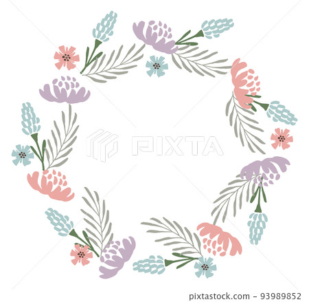 Beautiful flower circle. Romantic wreath. Round frame 93989852