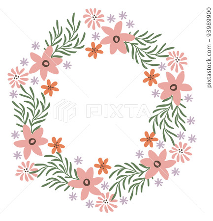 Floral wreath. Decorative print element. Natural circle Floral wreath. Decorative print element. Natural circle 93989900