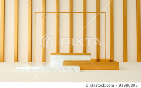 3d render, abstract and modern minimalist background with white marble and gold. Empty platform 3d render, abstract and modern minimalist background with white marble and gold. Empty platform 93990895