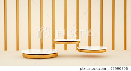 3d render, abstract and modern minimalist background with white marble and gold. Empty platform 3d render, abstract and modern minimalist background with white marble and gold. Empty platform 93990896