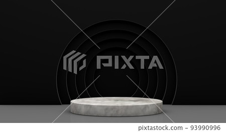 Podium for product presentation with yellow circles, 3d render background Podium for product presentation with yellow circles, 3d render background 93990996