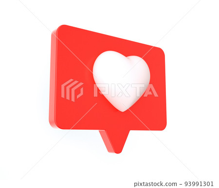 3d render, like or love social media icon isolated on white background 93991301