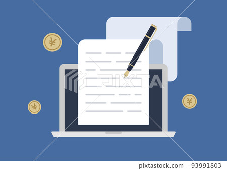 通過副業網絡寫作賺錢!插圖素材 通過副業網絡寫作賺錢!插圖素材 93991803