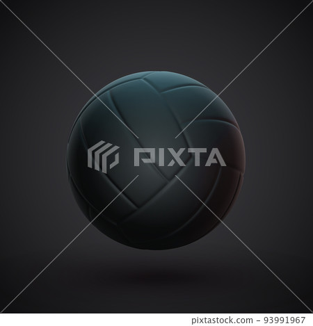 Realistic 3D black volleyball ball on dark background. Realistic 3D black volleyball ball on dark background. 93991967