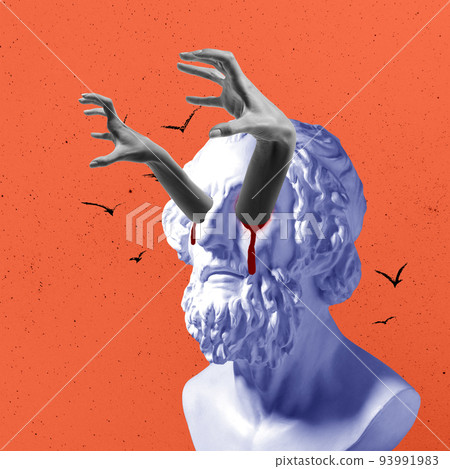 Contemporary art collage. Halloween theme. Ideas, inspiration, party, ad. Surrealism. Contemporary art collage. Halloween theme. Ideas, inspiration, party, ad. Surrealism. 93991983