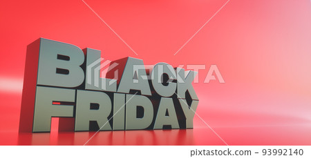 3d render. Banner for Black Friday sale. Design for promotion or advertising with copy space 93992140